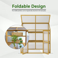 Wooden Polycarbonate Greenhouse For Plants - Insulated Cold Frame Garden Shed To Keep Plants Warm