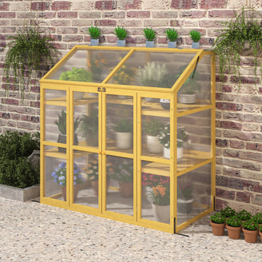 Wooden Polycarbonate Greenhouse For Plants - Insulated Cold Frame Garden Shed To Keep Plants Warm