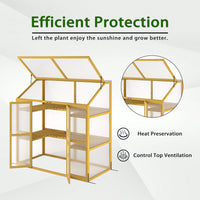 Wooden Polycarbonate Greenhouse For Plants - Insulated Cold Frame Garden Shed To Keep Plants Warm