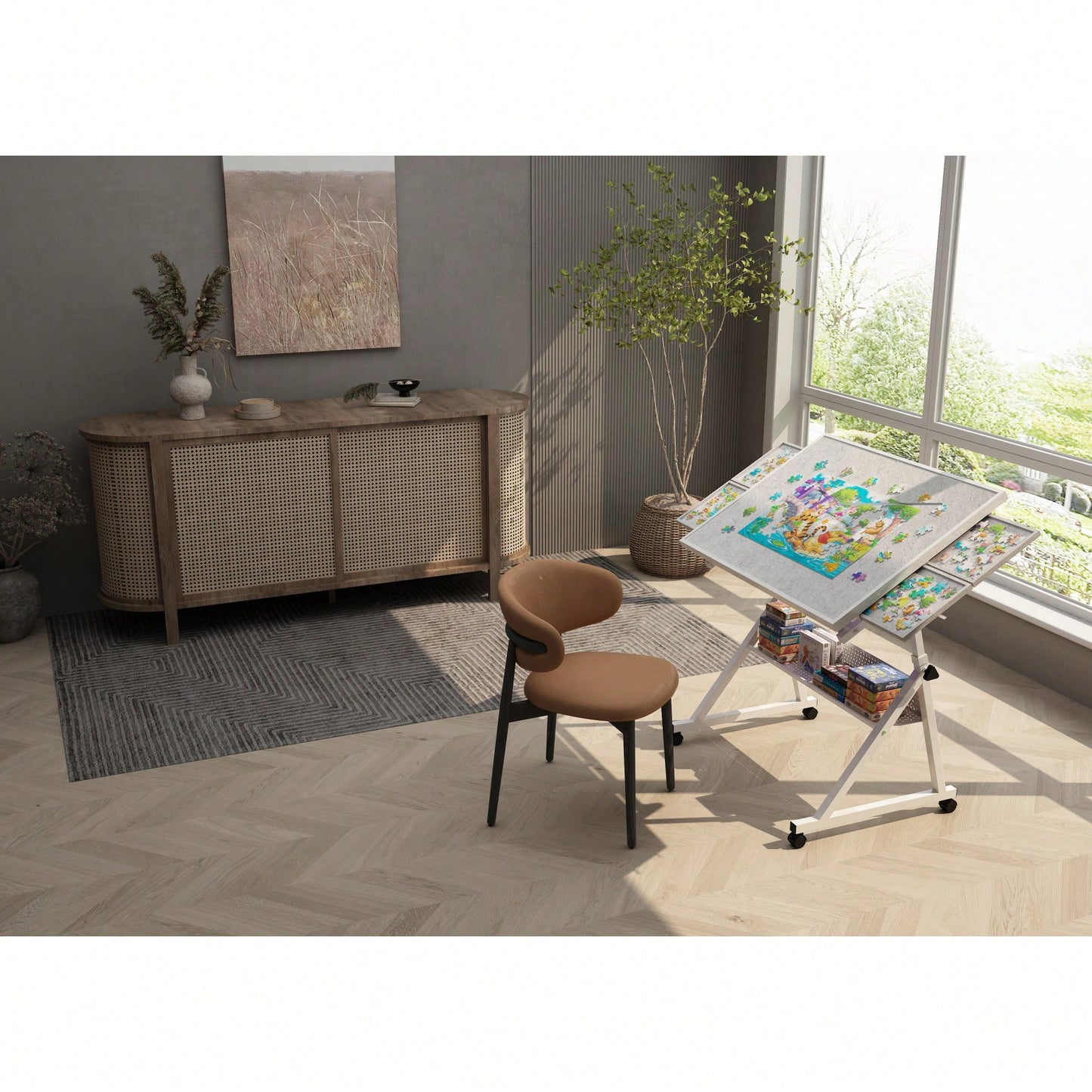 Versatile Jigsaw Puzzle Table With Adjustable Height And Storage Solutions For Easy Assembly And Organization