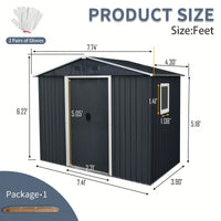 8ft X 4ft Outdoor Metal Storage Shed With Window And Foundation For Backyard And Patio Use