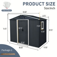 8ft X 4ft Outdoor Metal Storage Shed With Window And Foundation For Backyard And Patio Use