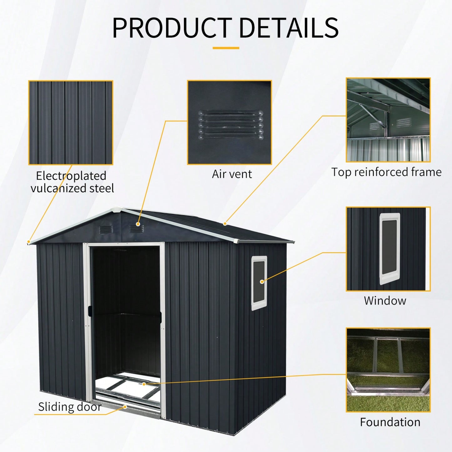 8ft X 4ft Outdoor Metal Storage Shed With Window And Foundation For Backyard And Patio Use