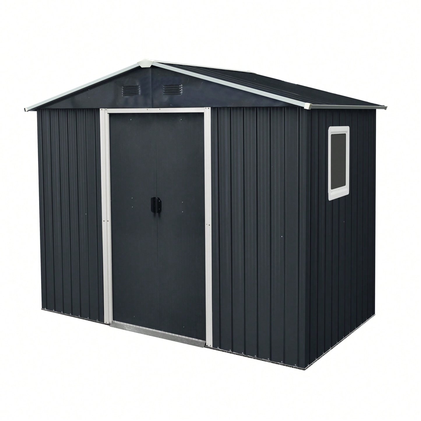 8ft X 4ft Outdoor Metal Storage Shed With Window And Foundation For Backyard And Patio Use