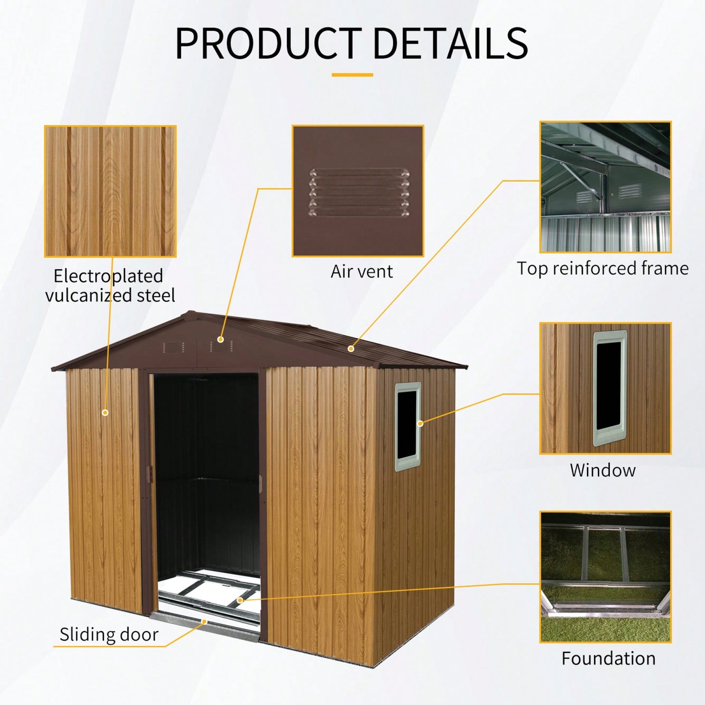 8ft X 4ft Outdoor Metal Storage Shed With Window And Foundation For Backyard And Patio Use