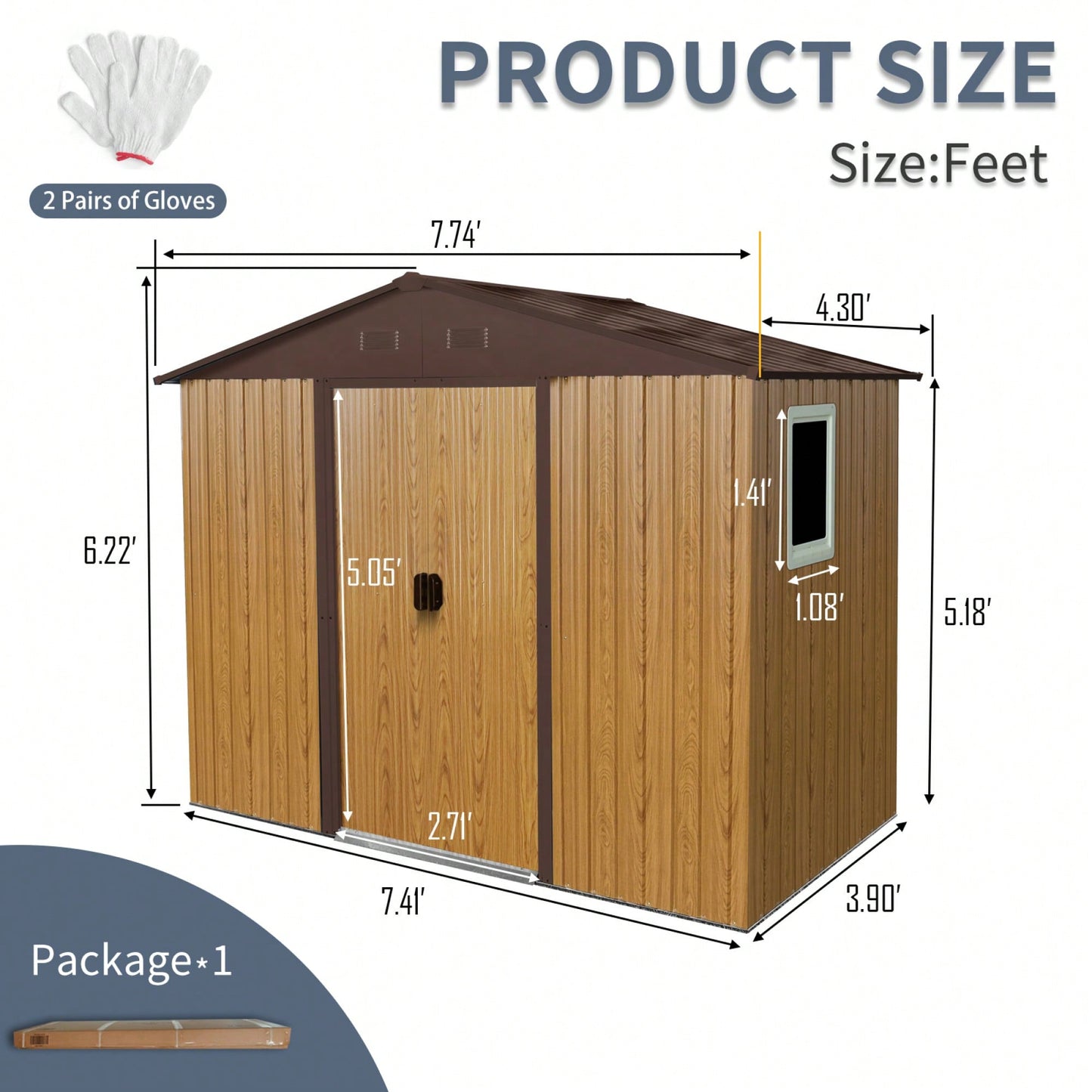 8ft X 4ft Outdoor Metal Storage Shed With Window And Foundation For Backyard And Patio Use