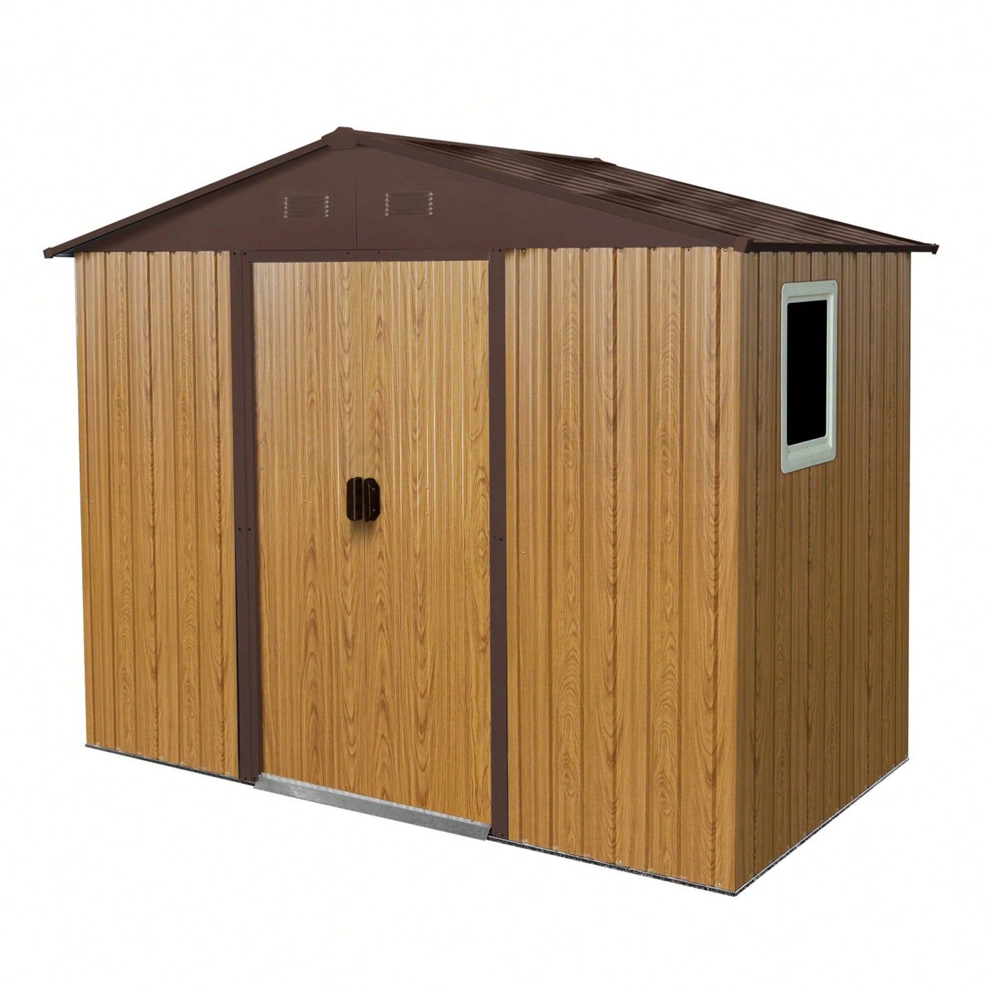 8ft X 4ft Outdoor Metal Storage Shed With Window And Foundation For Backyard And Patio Use