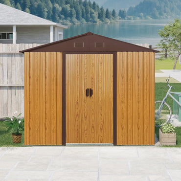 8ft X 4ft Outdoor Metal Storage Shed With Window And Foundation For Backyard And Patio Use