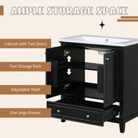 30 Inch Blue Bathroom Vanity Base Only Multi-Functional Cabinet With Doors And Drawer Solid Frame MDF Board
