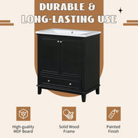 30 Inch Blue Bathroom Vanity Base Only Multi-Functional Cabinet With Doors And Drawer Solid Frame MDF Board