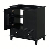 30 Inch Blue Bathroom Vanity Base Only Multi-Functional Cabinet With Doors And Drawer Solid Frame MDF Board