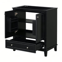 30 Inch Blue Bathroom Vanity Base Only Multi-Functional Cabinet With Doors And Drawer Solid Frame MDF Board
