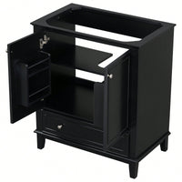 30 Inch Blue Bathroom Vanity Base Only Multi-Functional Cabinet With Doors And Drawer Solid Frame MDF Board