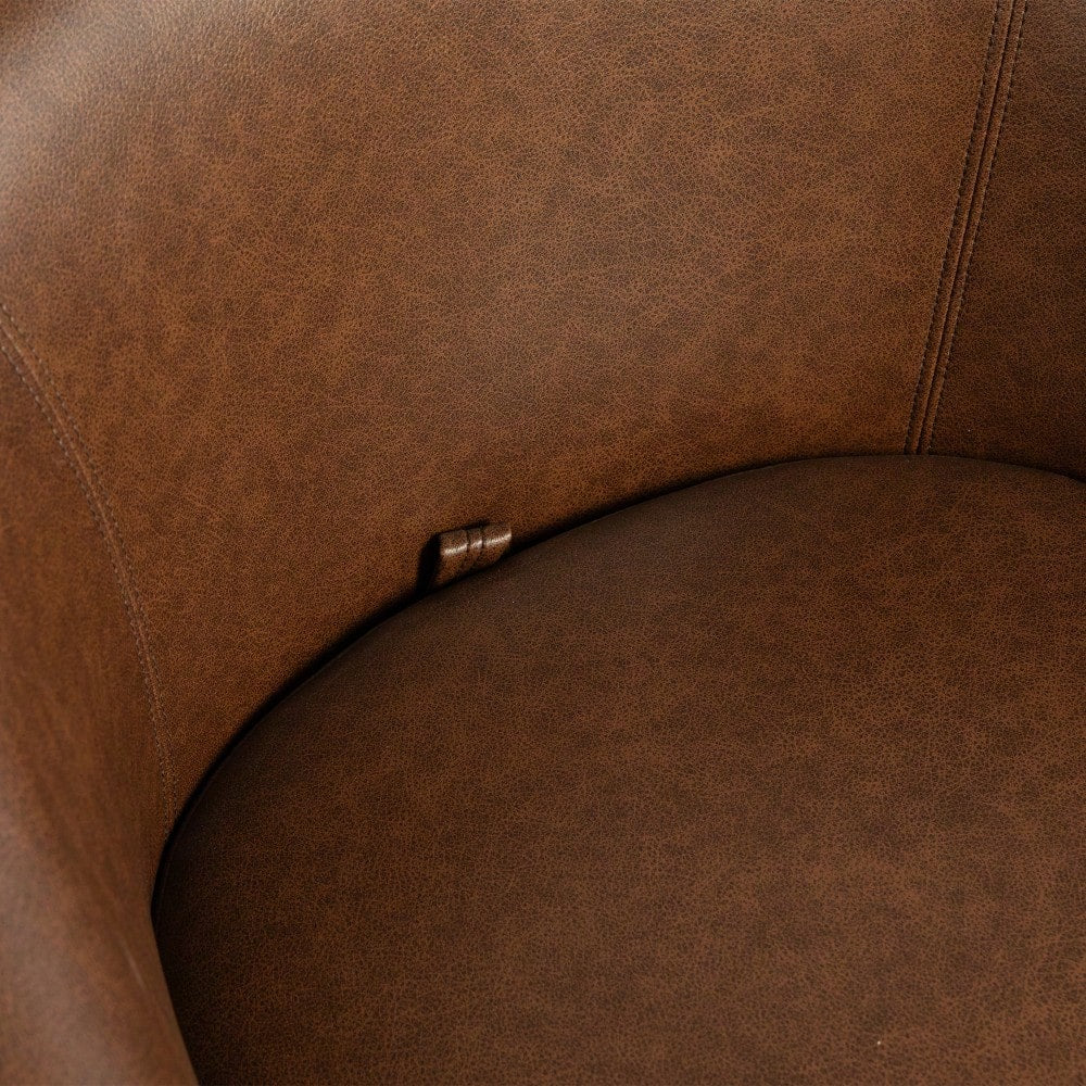 Modern Upholstered Swivel Barrel Armchair With Hidden Storage For Living Room Bedroom Office Reading Spaces In Light Brown PU