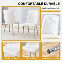 Set Of 4 Modern PU Leather Dining Chairs With Silver Metal Legs For Kitchen Bedroom And Office Comfort