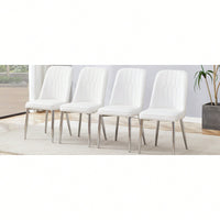 Set Of 4 Modern PU Leather Dining Chairs With Silver Metal Legs For Kitchen Bedroom And Office Comfort