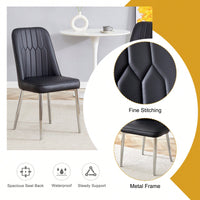 Set Of 4 Modern PU Leather Dining Chairs With Silver Metal Legs For Kitchen Bedroom And Office Comfort