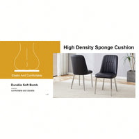 Set Of 4 Modern PU Leather Dining Chairs With Silver Metal Legs For Kitchen Bedroom And Office Comfort