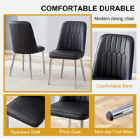 Set Of 4 Modern PU Leather Dining Chairs With Silver Metal Legs For Kitchen Bedroom And Office Comfort