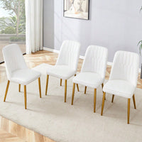 Set Of 4 Sleek PU Leather Dining Chairs With Gold Metal Legs For Kitchen Bedroom And Office Comfort