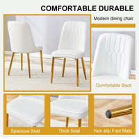 Set Of 4 Sleek PU Leather Dining Chairs With Gold Metal Legs For Kitchen Bedroom And Office Comfort