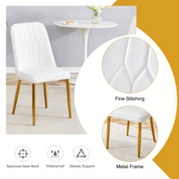 Set Of 4 Sleek PU Leather Dining Chairs With Gold Metal Legs For Kitchen Bedroom And Office Comfort