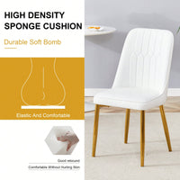 Set Of 4 Sleek PU Leather Dining Chairs With Gold Metal Legs For Kitchen Bedroom And Office Comfort