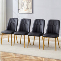 Set Of 4 Sleek PU Leather Dining Chairs With Gold Metal Legs For Kitchen Bedroom And Office Comfort