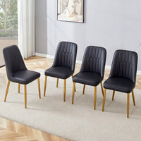 Set Of 4 Sleek PU Leather Dining Chairs With Gold Metal Legs For Kitchen Bedroom And Office Comfort