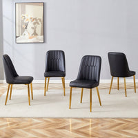 Set Of 4 Sleek PU Leather Dining Chairs With Gold Metal Legs For Kitchen Bedroom And Office Comfort