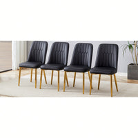 Set Of 4 Sleek PU Leather Dining Chairs With Gold Metal Legs For Kitchen Bedroom And Office Comfort