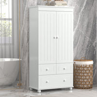 Versatile Tall Storage Cabinet With Three Drawers For Bathroom Or Office Organization In White