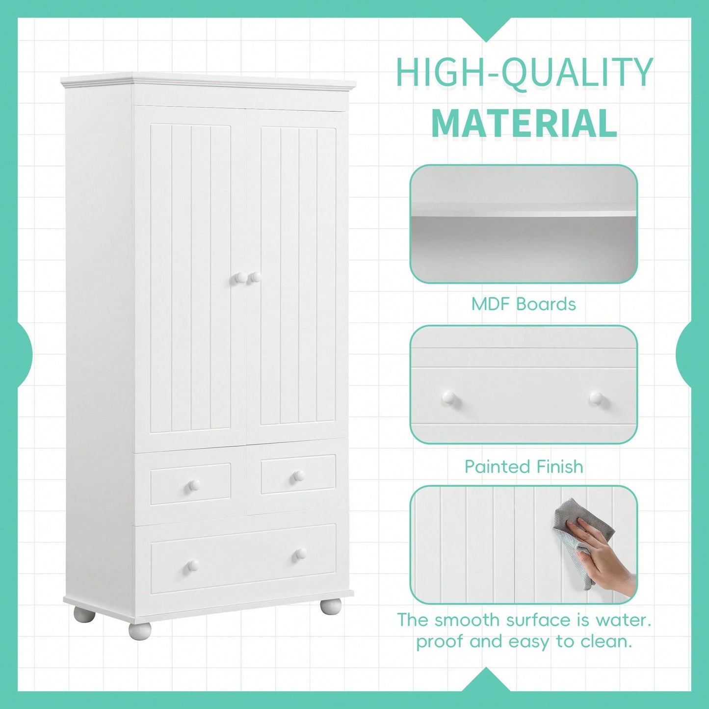 Versatile Tall Storage Cabinet With Three Drawers For Bathroom Or Office Organization In White