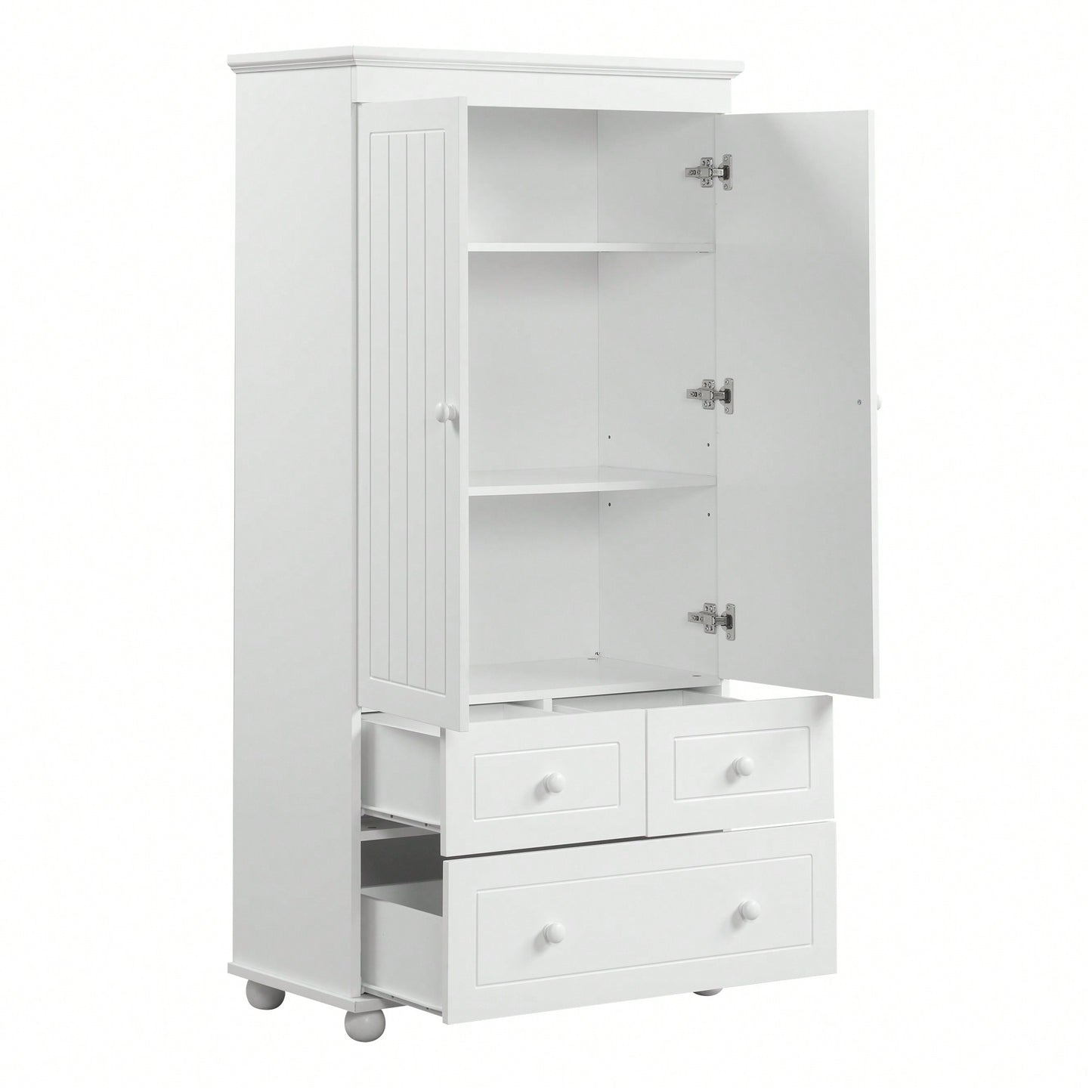 Versatile Tall Storage Cabinet With Three Drawers For Bathroom Or Office Organization In White