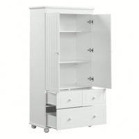 Versatile Tall Storage Cabinet With Three Drawers For Bathroom Or Office Organization In White