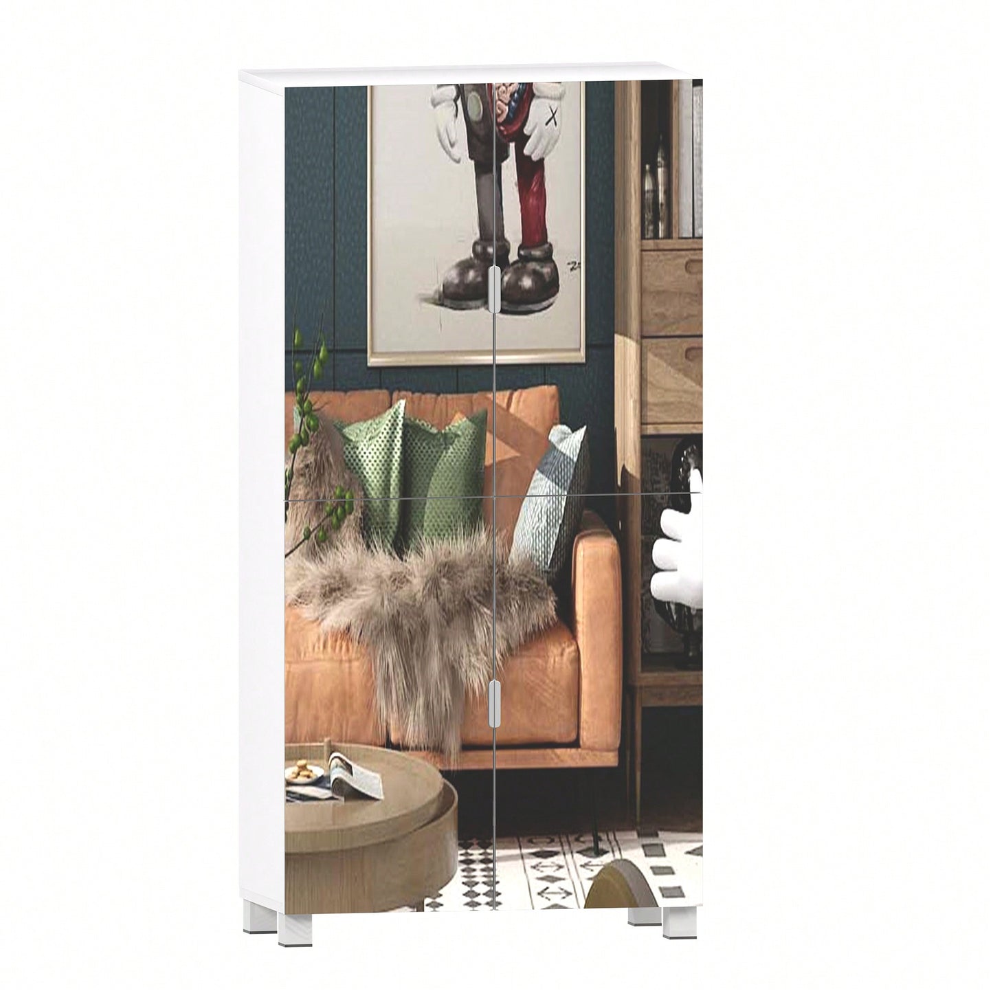 Spacious Shoe Storage Cabinet With Mirror For Entryway And Living Room, 4 Drawer Wardrobe Closet With Mirrors For Bedroom, White Finish