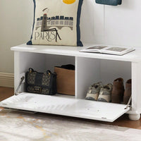 Modern Entryway Hall Tree With Shoe Rack Bench And Coat Hooks Storage Solution 40.16"W 18.58"D 64.17"H White