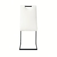 Set Of 4 Modern White Upholstered Dining Chairs With Black Metal Legs For Kitchen Living Room Bedroom