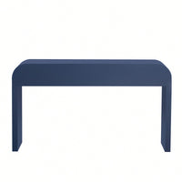 Modern Rounded Console Table With Smooth Surface And 2 Drawers For Living Room And Entryway In Navy Blue