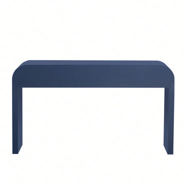 Modern Rounded Console Table With Smooth Surface And 2 Drawers For Living Room And Entryway In Navy Blue