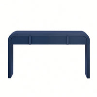 Modern Rounded Console Table With Smooth Surface And 2 Drawers For Living Room And Entryway In Navy Blue