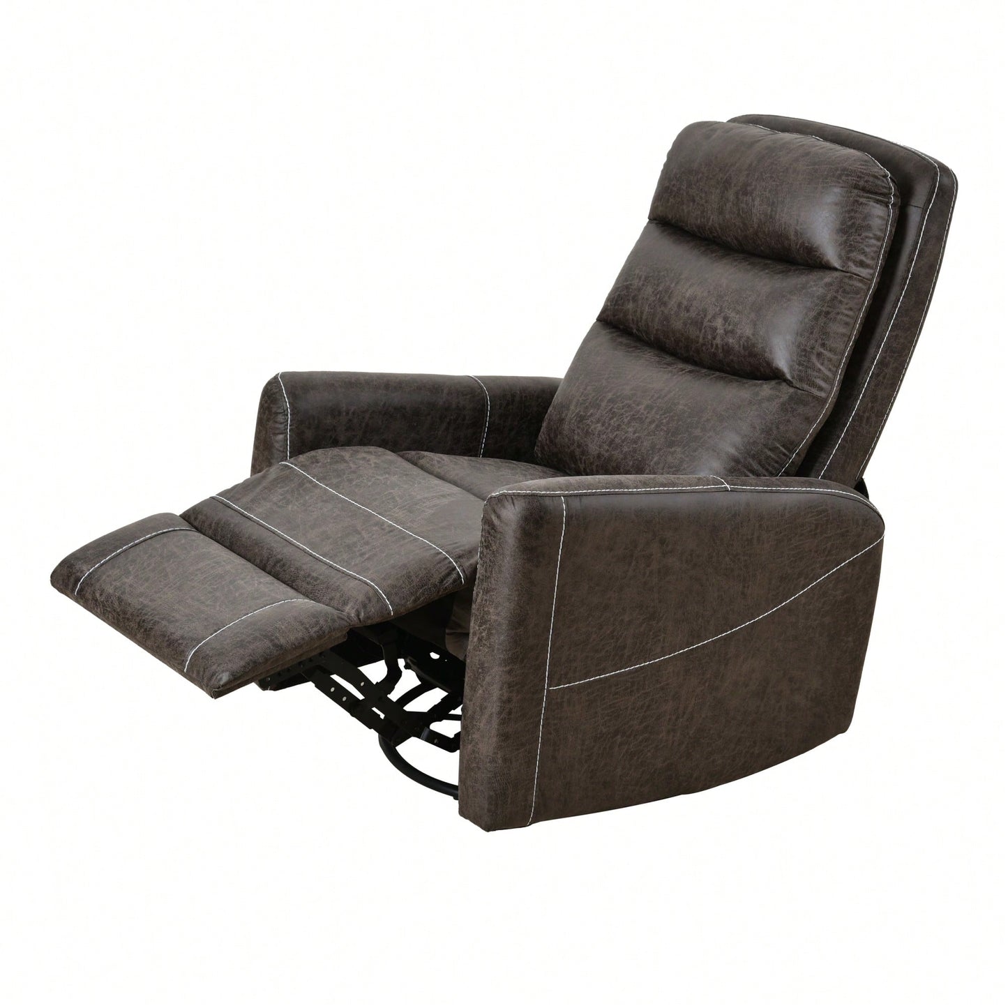 Comfortable Swivel Glider Rocker Recliner For Nursery And Living Room Soft Reclining Chair In Brown Modern Design