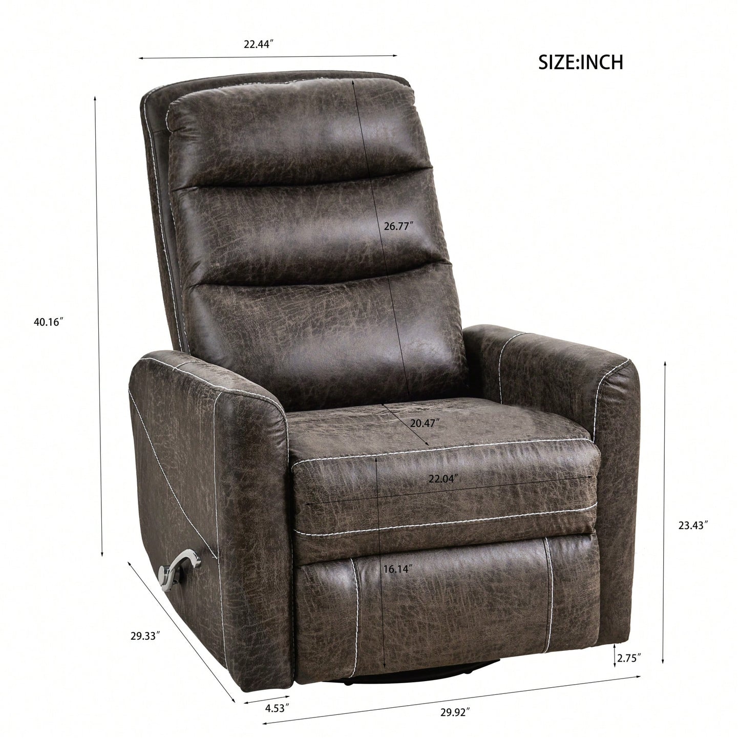 Comfortable Swivel Glider Rocker Recliner For Nursery And Living Room Soft Reclining Chair In Brown Modern Design