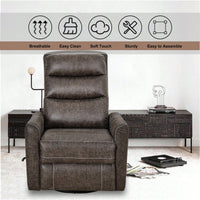 Comfortable Swivel Glider Rocker Recliner For Nursery And Living Room Soft Reclining Chair In Brown Modern Design