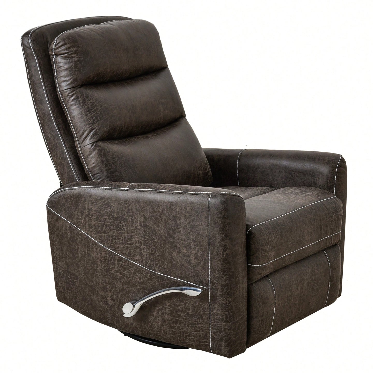 Comfortable Swivel Glider Rocker Recliner For Nursery And Living Room Soft Reclining Chair In Brown Modern Design