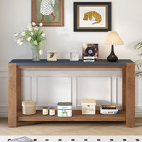 Minimalist Console Table With Bottom Shelf And Four Legs For Entryway Hallway Living Room Foyer Corridor