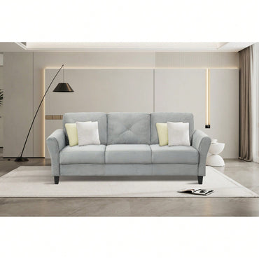 Stylish Gray Fabric Sofa For Three - Modern Living Room Seating Solution