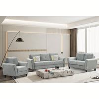 Stylish Gray Fabric Sofa For Three - Modern Living Room Seating Solution