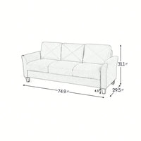 Stylish Gray Fabric Sofa For Three - Modern Living Room Seating Solution