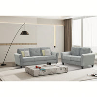 Stylish Gray Fabric Sofa For Three - Modern Living Room Seating Solution